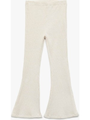 Koton Viskon Karışımlı Kaşkorse Slim Fit Ispanyol Paça Bej Kız Çocuk Pantolon 6WKG40038AK