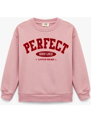 Koton Pamuklu Pembe Kız Çocuk Sweatshirt Uzun Kol Baskılı Standart Yaka Cepli 6WKG10202AK