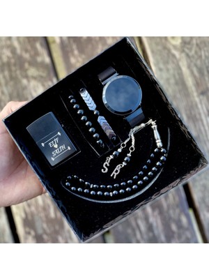 Dokunmatik Erkek Kol Saati Çakmak Tesbih Bileklik Set