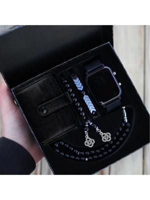 Su Geçirmez Erkek Kol Saati Kartlık Tesbih ve Bileklik Seti