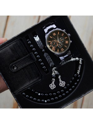 Su Geçirmez Erkek Kol Saati Kartlık Tesbih ve Bileklik Seti