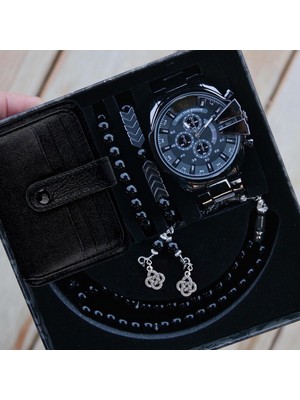 Su Geçirmez Erkek Kol Saati Kartlık Tesbih ve Bileklik Seti