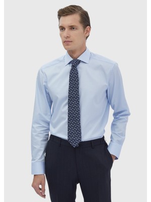 Koyu Mavi Düz Regular Fit Dokuma Klasik %100 Pamuk Gömlek