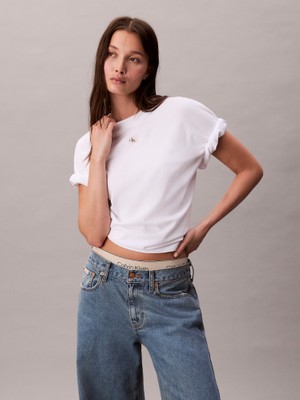 Ck LV047D204G Ss Woven Label Oversızed Tee Kadın Tshırt