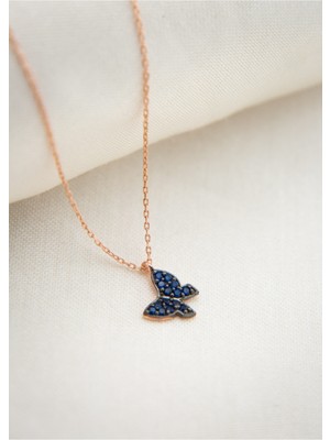 925 Ayar Papatya Silver Doğum Taşlı Mini Kelebek Kolye.kişiye Özel Kelebek Kolye.rose.gold.rodaj