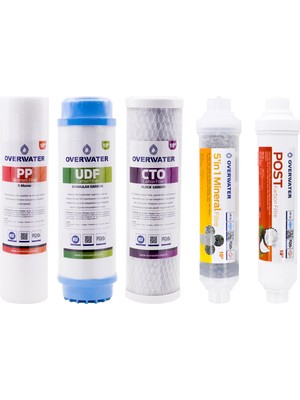 OverWater Açık Kasa Su Arıtma Cihazı 5 'li Filtresi Seti Aşamalı ( Membransız Set ) FKN50M