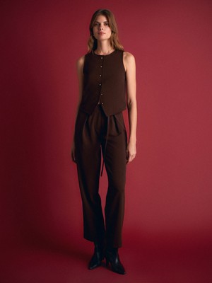 72189 Kemerli Pantolon-Kahve