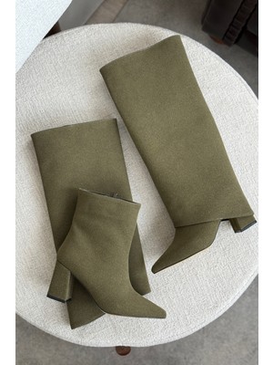 Kadın Wanda Tak Çıkar Çizme - Yeşil-Süet