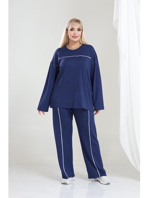 Şuranur Kadın Büyük Beden Oysho Tarzı Modal Kumaş Uzun Kollu Biyeli Rahat Günlük Takım