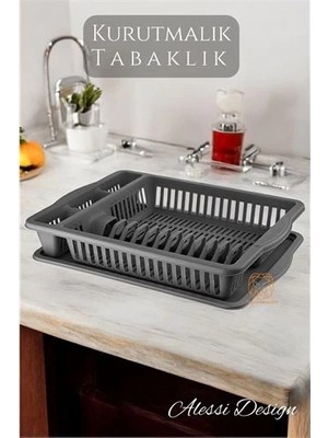 Bx Bulaşık Durulama Sepeti Tabaklık Bulaşık Kurutmalık Gri Alessi