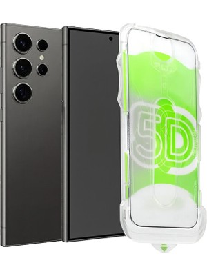 Samsung Galaxy S25 Ultra Gizlilik Filtreli Kolay Uygulama Aparatlı Siyah Çerçeveli Tam Kapatan Hayalet Kırılmaz Cam Ekran Koruyucu