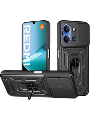 Xiaomi Redmi 15C Kılıf Kamera Korumalı Sürgülü Yüzüklü Armor Military Tank Koruyucu Kapak