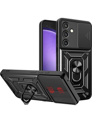 Samsung Galaxy S25 Fe Kılıf Kamera Korumalı Sürgülü Yüzüklü Armor Military Tank Koruyucu Kapak