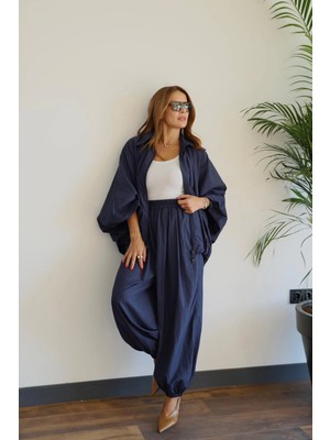 Lacivert Yarasa Kol Ceket Pantolon Takım