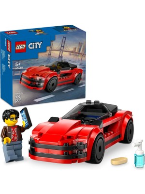 LEGO City Kırmızı Spor Araba 60448-5 Yaş ve Üzeri Çocuklar Için Yaratıcı Oyuncak Yapım Seti, Doğum Günü Hediyesi (109 Parça)