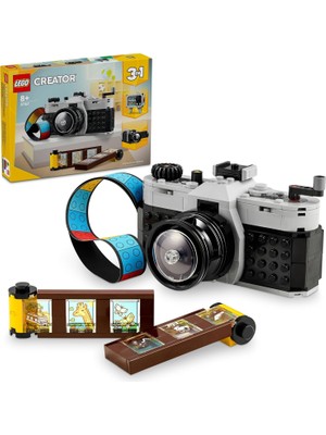 LEGO Creator 3’ü 1 Arada Retro Fotoğraf Makinesi 31147-8 Yaş ve Üzeri Çocuklar Için Televizyon ve Video Kamera Model Seçenekleri Içeren Yaratıcı Oyuncak Yapım Seti, Doğum Günü Hediyesi (261 Parça)