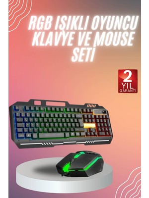 Rgb Işıklı Gaming Oyuncu Klavye Q Klavye Mouse Hediyeli