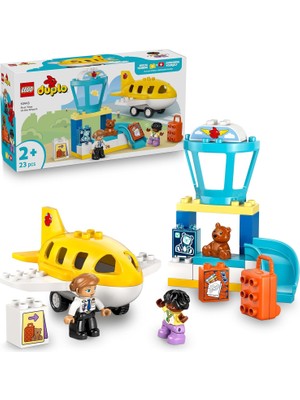 LEGO Duplo Kasabası Ilk Havaalanı Deneyimi 10443 – 2 Yaş ve Üzeri Pilotluğa Ilgili Çocuklar Için Uçak Içeren Hayal Gücü Geliştiren Oyuncak Yapım Seti, Doğum Günü Hediyesi (23 Parça)