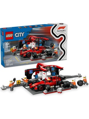 LEGO City Ferrari Arabalı F1 Pit Stop ve Pit Ekibi 60443-6 Yaş ve Üzeri Çocuklar Için Yarış Arabası Içeren Yaratıcı Oyuncak Yapım Seti, Doğum Günü Hediyesi (322 Parça)