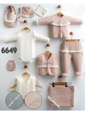 Kız Bebek 0-3 Ay Organik Yusufcuk Işlemeli 10 Lu Hastane Çıkış Zıbın Seti