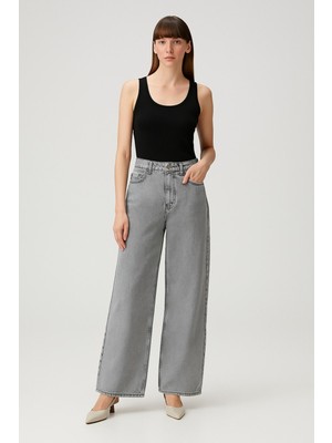 Yüksek Bel Palazzo Jean Pantolon