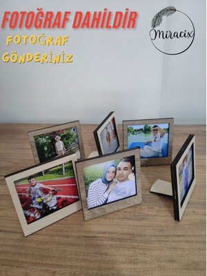 6 Adet Ahşap (Fotoğraf Dahil) Polaroid Mini Fotoğraf Çerçevesi - 9X9CM Masa Üstü Çerçeve