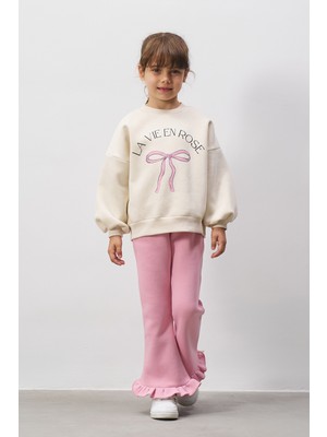 Fiyonk Baskılı Ispanyol Paça Taytlı Kız Çocuk Alt Üst Takım