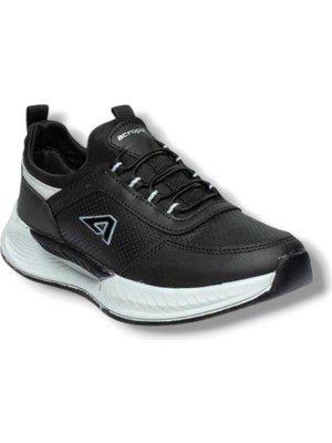 Acropol 137-26 Deri Anatomik Erkek Sneaker Siyah Gümüş