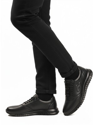 Aspor Siyah Bağcıklı Hakiki Deri Jel Taban Erkek Casual Ayakkabı