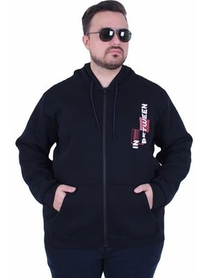 Mocgrande Büyük Beden Kapüşonlu Fermuarlı 3ip Sweat In Between 25717 Lacıvert