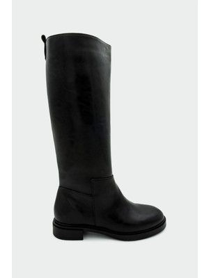 Alaska Siyah Mat Düz Kadın Çizme