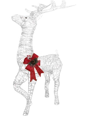 Yılbaşı Simli Tel Geyik Büyük Boy Beyaz 110 cm