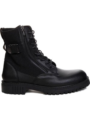 Conteyner Suni Deri Siyah Erkek Bot & Bootie 134