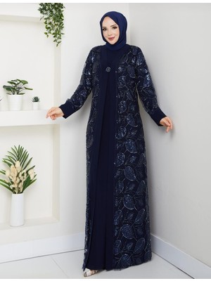 Esna Kadın Büyük Beden  Taşlı Abaya/abiye Elbise