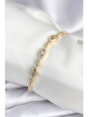 Pirinç Gold Renk Göz Model Kadın Bileklik - TJ-BB7965