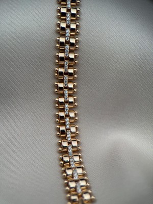 Zirkon Taş Detaylı Rose Gold Kararmaz 19CM Çelik Bileklik