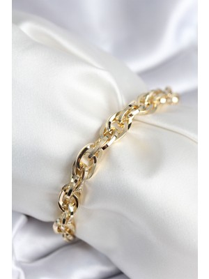 Pirinç Gold Renk Zincir Model Kadın Bileklik - TJ-BB7959