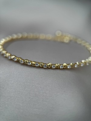 Nazar Boncuklu Zirkon Taşlı 16+3CM Ayarlanabilir Gold Bileklik