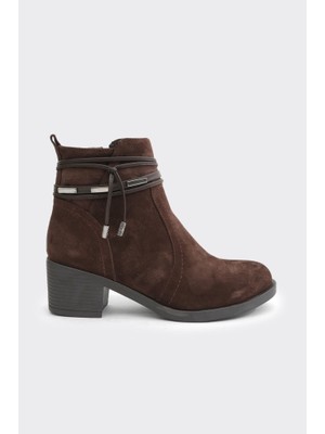 Hakiki Deri Fermuarlı Kadın Bot