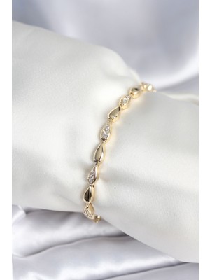 Pirinç Gold Renk Damla Model Kadın Bileklik - TJ-BB7961