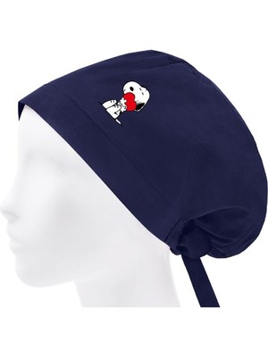 Tesettür Bone Snoopy Kalpli Doktor Hemşire Hastane Aşçı Cerrahi Bone | Geniş Kalıp