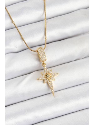 316L Çelik Zincir Gold Renk Kutup Yıldızı Kadın Kolye - TJ-BKO10559
