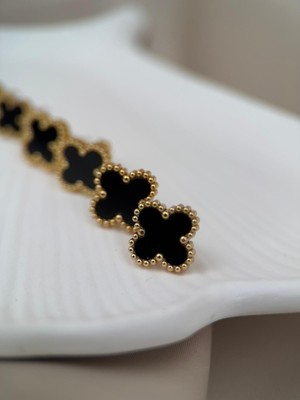 Gold Beyaz Renk Kararmaz Çelik Yonca Küpe