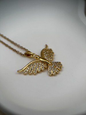 Gümüş Renkli Zirkon Taşlı Anka Kuşu 40+5CM Ayarlanabilir Kolye