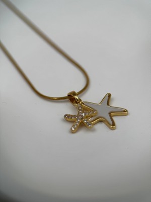 Çelik Gold Çift Deniz Yıldızı 40+5CM Ayarlanabilir Kolye