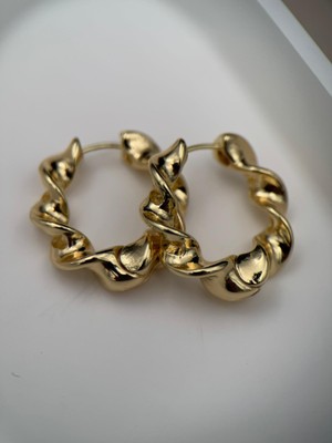 Çelik Kararmaz Gold Burgu Halka Kadın Küpe