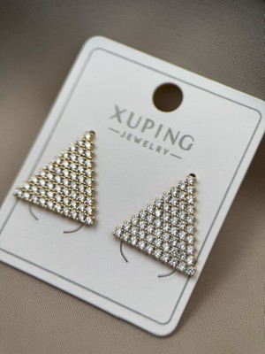 Kararmaz Çelik Taşlı Üçgen Tasarım Kadın Küpe