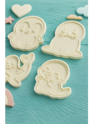 Deniz Canlıları Temalı Kurabiye Kalıbı Seti | 4’lü Penguen, Balina, Fok ve Deniz Aslanı