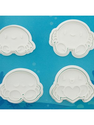 Sevimli Yengeç Temalı Kurabiye Kalıbı Seti | 4’lü Deniz Canlısı Figürlü Kalıp