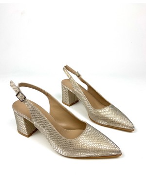 Desenli 6 cm Kalın Topuklu Ayakkabı 01496